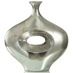 New Kirklands Home Abstract Contemporary Vase, 16 in. Silver