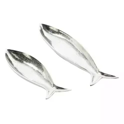 Clearance Kirklands Home Aluminum Metallic Fish Trays, Set of 2 Silver