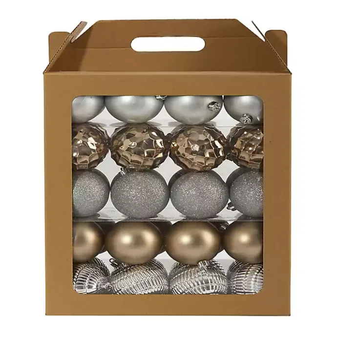 Online Kirklands Home Silver and Gold Shatterproof Ornaments, Set of 40