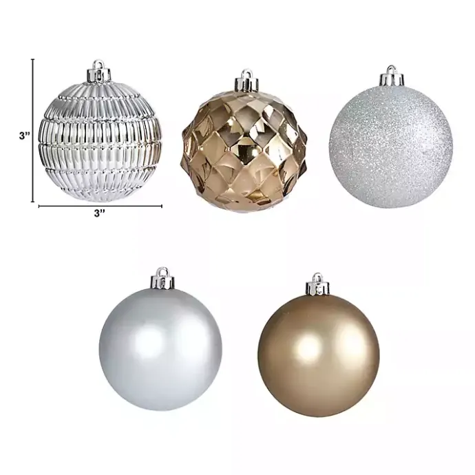 Online Kirklands Home Silver and Gold Shatterproof Ornaments, Set of 40