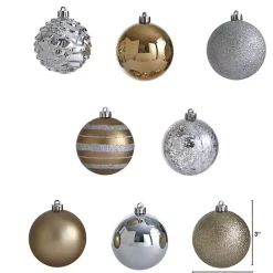 Kirklands Home Silver and Gold Shatterproof Ornaments, Set of 64