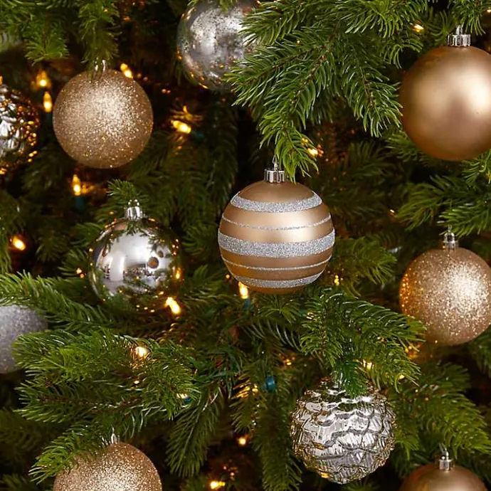 Kirklands Home Silver and Gold Shatterproof Ornaments, Set of 64