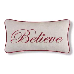 Clearance Kirklands Home Silver and Red Believe Lumbar Pillow
