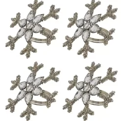 Online Kirklands Home Beaded Snowflake Napkin Rings, Set of 4 Silver