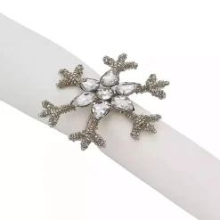 Online Kirklands Home Beaded Snowflake Napkin Rings, Set of 4 Silver