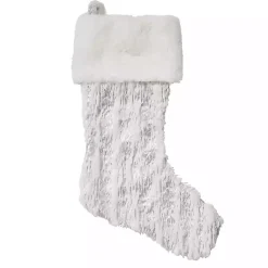 Clearance Kirklands Home Silver Brushed Faux Fur Stocking