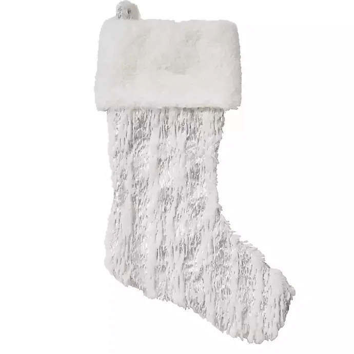 Clearance Kirklands Home Silver Brushed Faux Fur Stocking