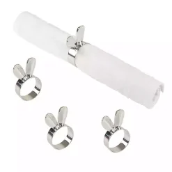 Kirklands Home Bunny Ear Napkin Rings, Set of 4 Silver