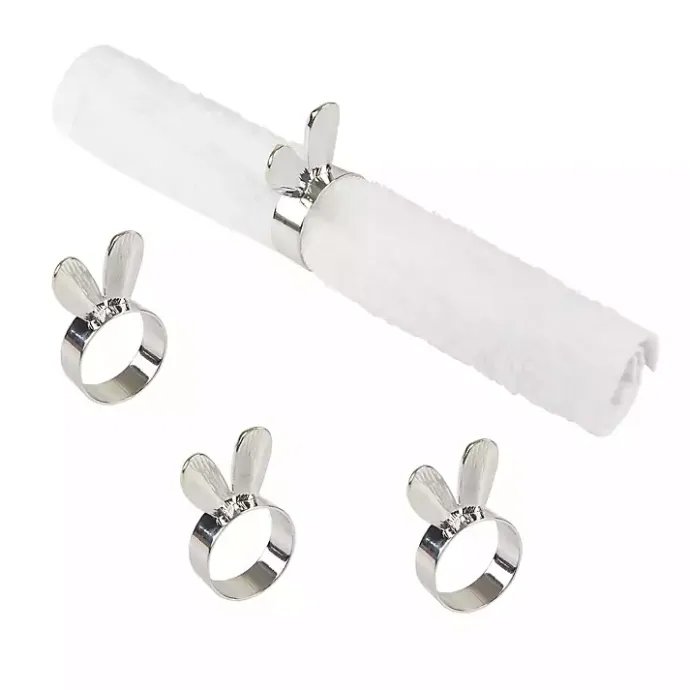 Kirklands Home Bunny Ear Napkin Rings, Set of 4 Silver
