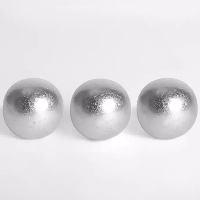 Kirklands Home Ceramic 4 in. Orbs, Set of 3 Silver