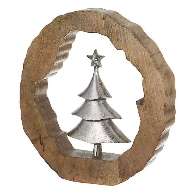 Clearance Kirklands Home Silver Christmas Tree Wooden Frame Decoration