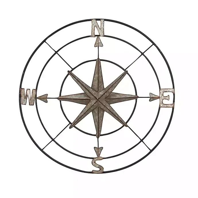 Outlet Kirklands Home Compass Rose Outdoor Plaque Silver