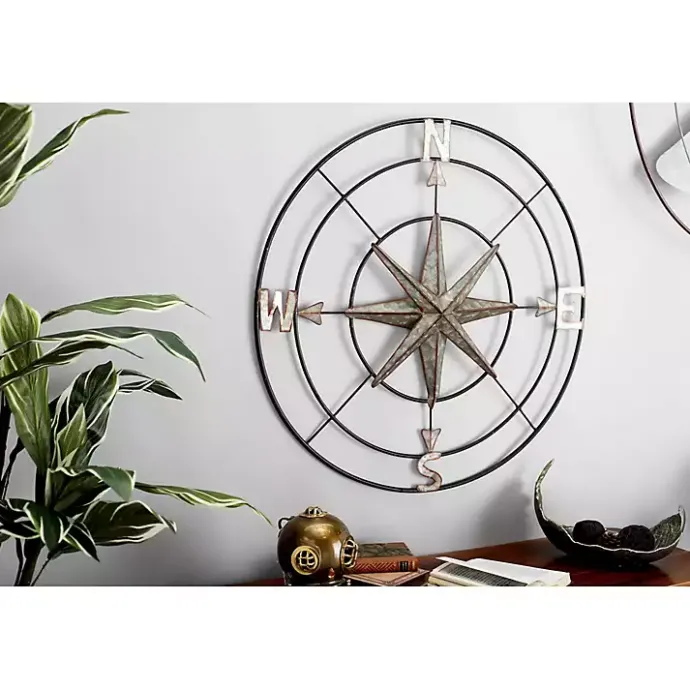 Outlet Kirklands Home Compass Rose Outdoor Plaque Silver
