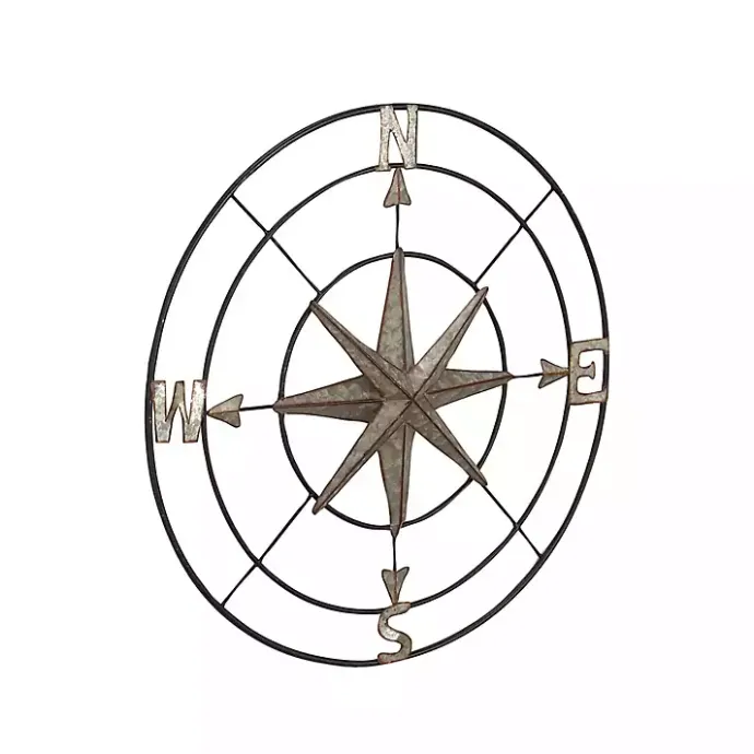 Outlet Kirklands Home Compass Rose Outdoor Plaque Silver