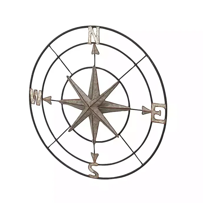 Outlet Kirklands Home Compass Rose Outdoor Plaque Silver