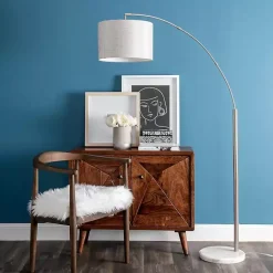 Clearance Kirklands Home Curved Floor Lamp with Marble Base Silver