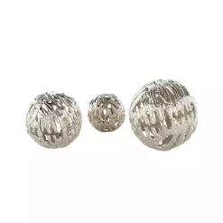 Discount Kirklands Home Cut-Out Metal Orbs, Set of 3 Silver