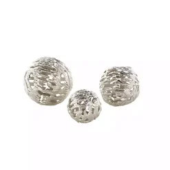 Discount Kirklands Home Cut-Out Metal Orbs, Set of 3 Silver