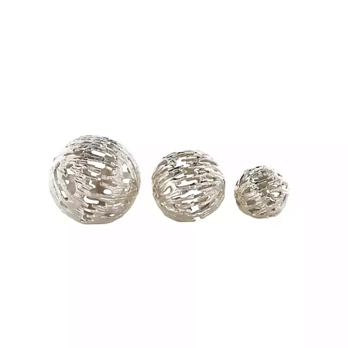 Discount Kirklands Home Cut-Out Metal Orbs, Set of 3 Silver