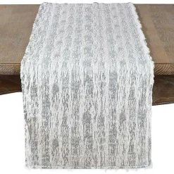 Discount Kirklands Home Faux Fur Brushed Metallic Foil Table Runner Silver