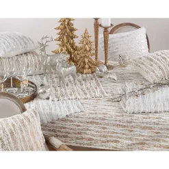Discount Kirklands Home Faux Fur Brushed Metallic Foil Table Runner Silver