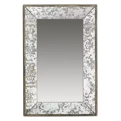 Best Kirklands Home Silver Floral Rectangle Wood Wall Mirror