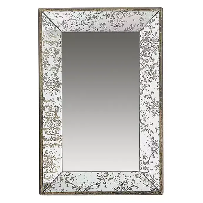 Best Kirklands Home Silver Floral Rectangle Wood Wall Mirror