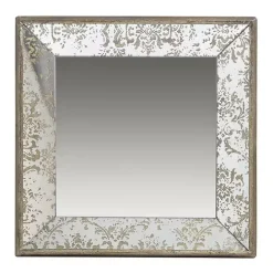 Best Kirklands Home Silver Floral Square Wood Wall Mirror