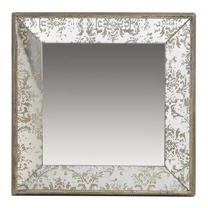 Best Kirklands Home Silver Floral Square Wood Wall Mirror