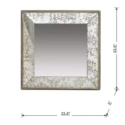 Best Kirklands Home Silver Floral Square Wood Wall Mirror