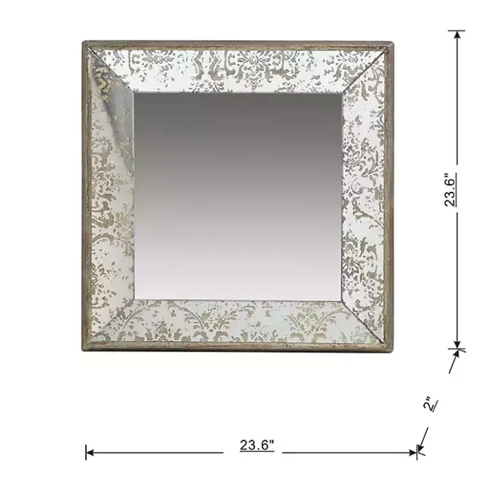 Best Kirklands Home Silver Floral Square Wood Wall Mirror