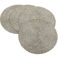 Online Kirklands Home Glass Beaded Placemats, Set of 4 Silver