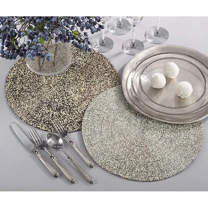 Online Kirklands Home Glass Beaded Placemats, Set of 4 Silver