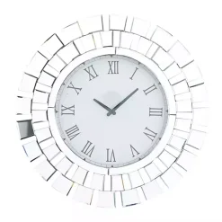 Discount Kirklands Home Silver Glass Mirror Abstract Wall Clock