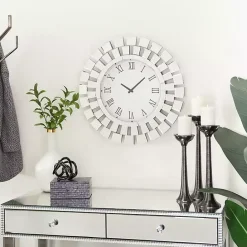 Discount Kirklands Home Silver Glass Mirror Abstract Wall Clock