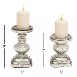 Online Kirklands Home Glass Ornate 2-pc. Pillar Candle Holder Set Silver