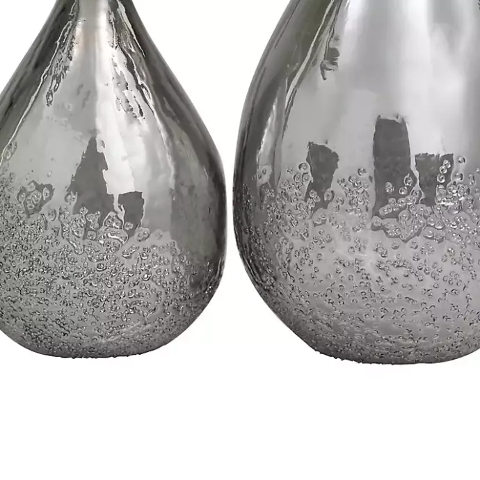 Clearance Kirklands Home Glass Teardrop Textured Vases, Set of 2 Silver