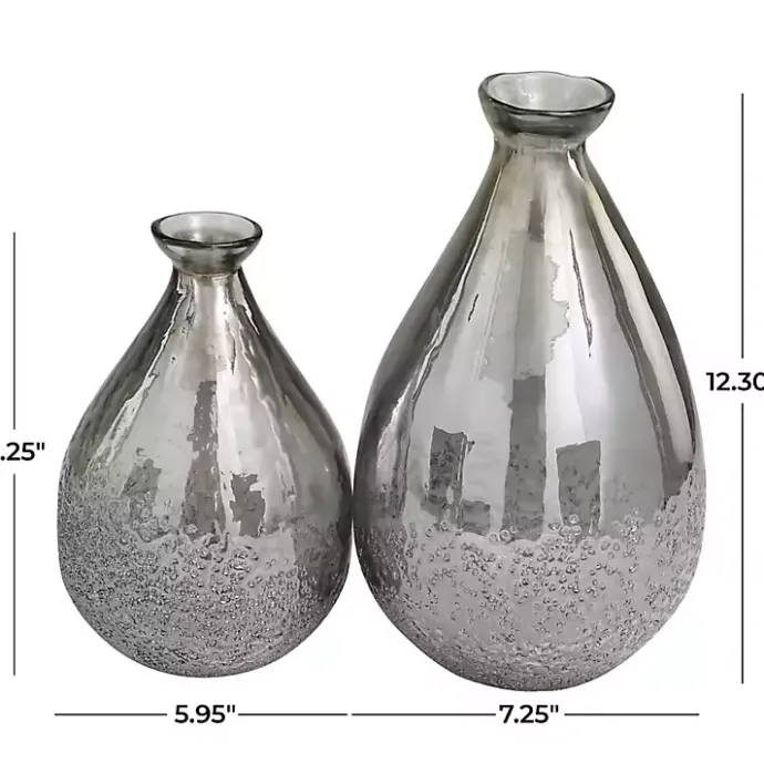 Clearance Kirklands Home Glass Teardrop Textured Vases, Set of 2 Silver