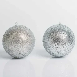 New Kirklands Home Glitter Beaded 2-pc. Ornament Set, 6 in. Silver