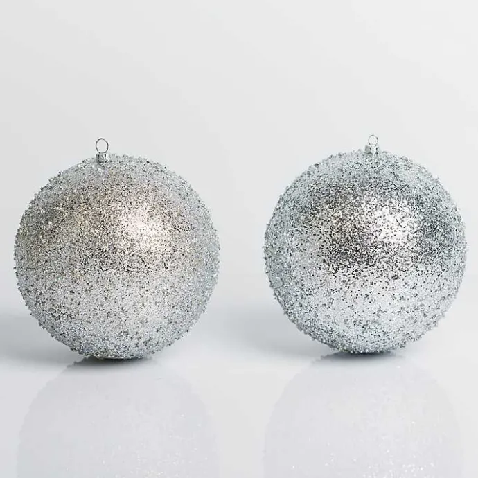 New Kirklands Home Glitter Beaded 2-pc. Ornament Set, 6 in. Silver