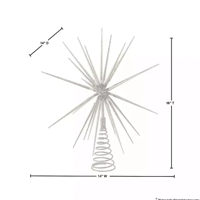 New Kirklands Home Glitter Starburst Tree Topper Silver