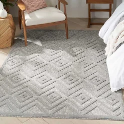 Sale Kirklands Home Gray Diamond Indoor/Outdoor Area Rug, 4x6 Silver