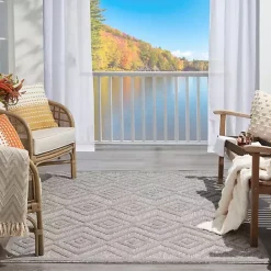 Sale Kirklands Home Gray Diamond Indoor/Outdoor Area Rug, 4x6 Silver