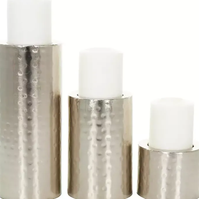 Best Kirklands Home Hammered Metal Candle Holders, Set of 3 Silver