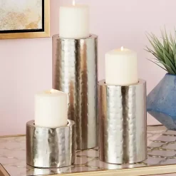 Best Kirklands Home Hammered Metal Candle Holders, Set of 3 Silver