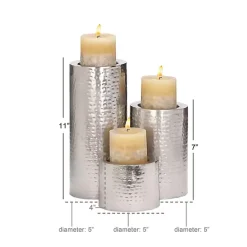 Best Kirklands Home Hammered Metal Candle Holders, Set of 3 Silver