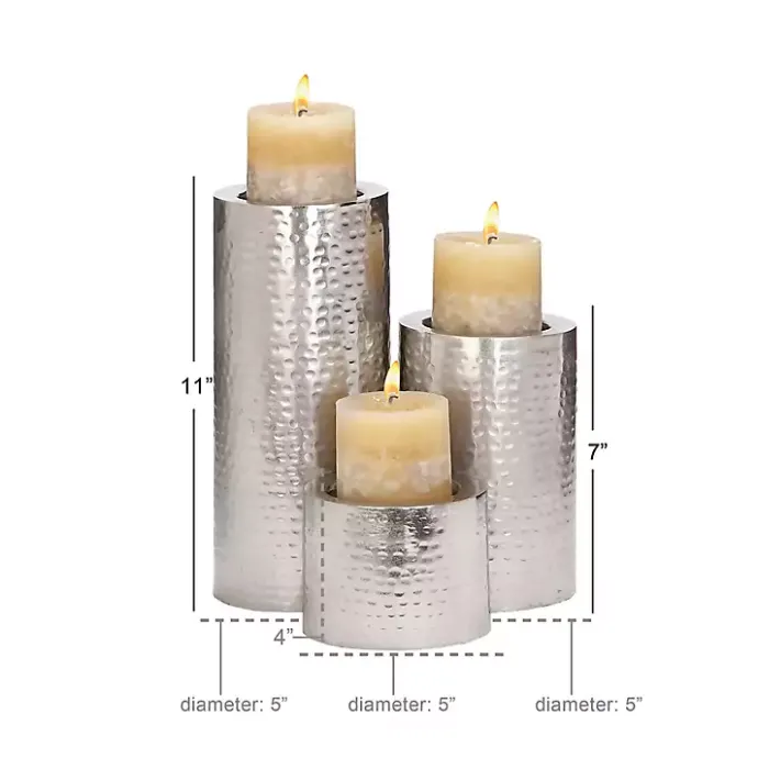 Best Kirklands Home Hammered Metal Candle Holders, Set of 3 Silver