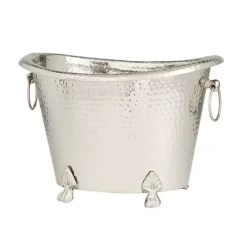 New Kirklands Home Hammered Metal Footed Wine Bucket Silver