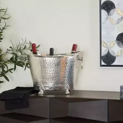 New Kirklands Home Hammered Metal Footed Wine Bucket Silver