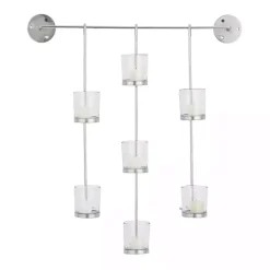 Best Kirklands Home Hanging Glass Votive Wall Plaque Silver